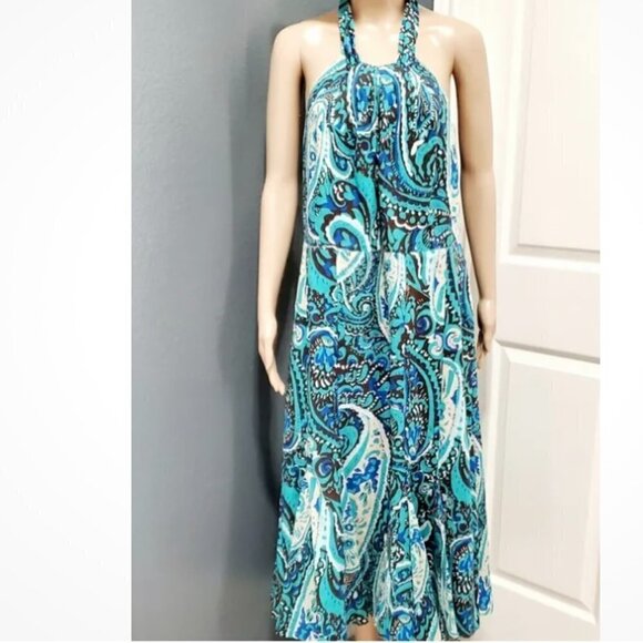 Lane Bryant Plus Halter Paisley Maxi Dress - Picture 1 of 11